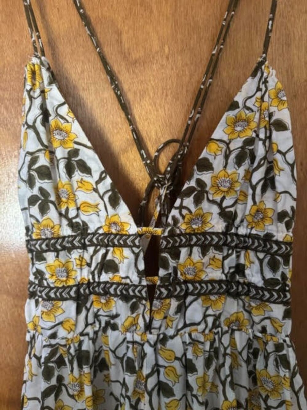 J. Crew White Maxi Dress with Yellow Floral Print